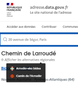 Bidache - enregistrement à la BAN d'alternatives régionales pour les noms de voie
