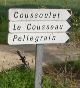 Poudenas - Pancarte Coussoulet, Le Cousseau, Pellegrain