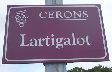 Cérons - Panneau indiquant le quartier "Lartigalot"
